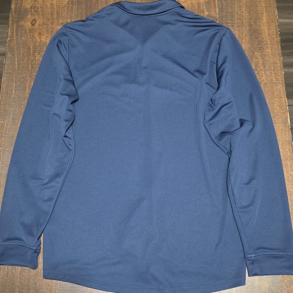 Adidas Long Sleeve Performance Polo Shirt Navy Blue - Picture 5 of 9
